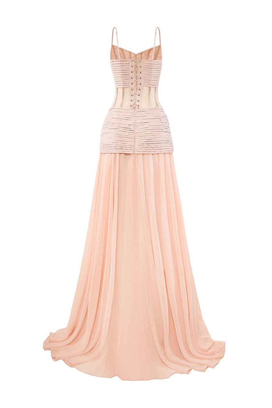 Nyssara Sheath Corset Waist Chiffon Floor Length Dress