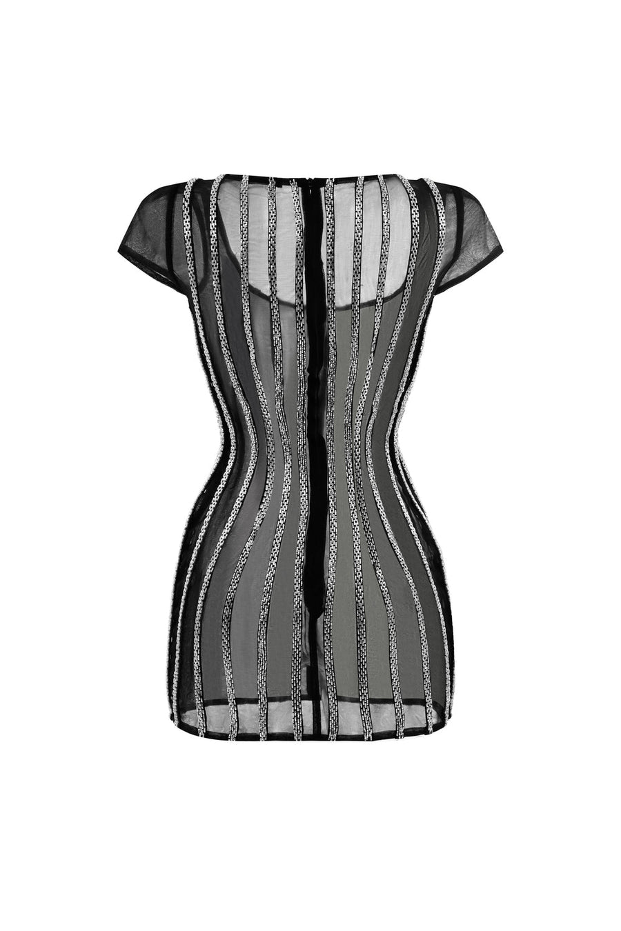 Mirellune Bodycon Scoop Neck Chiffon Mini Dress 2