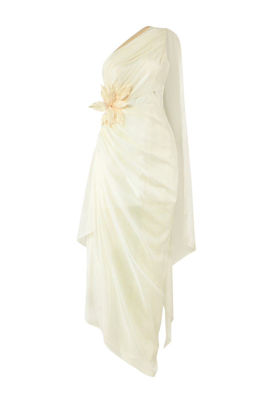 Selithe Sheath One Shoulder Silk Organza Midi Dress 13