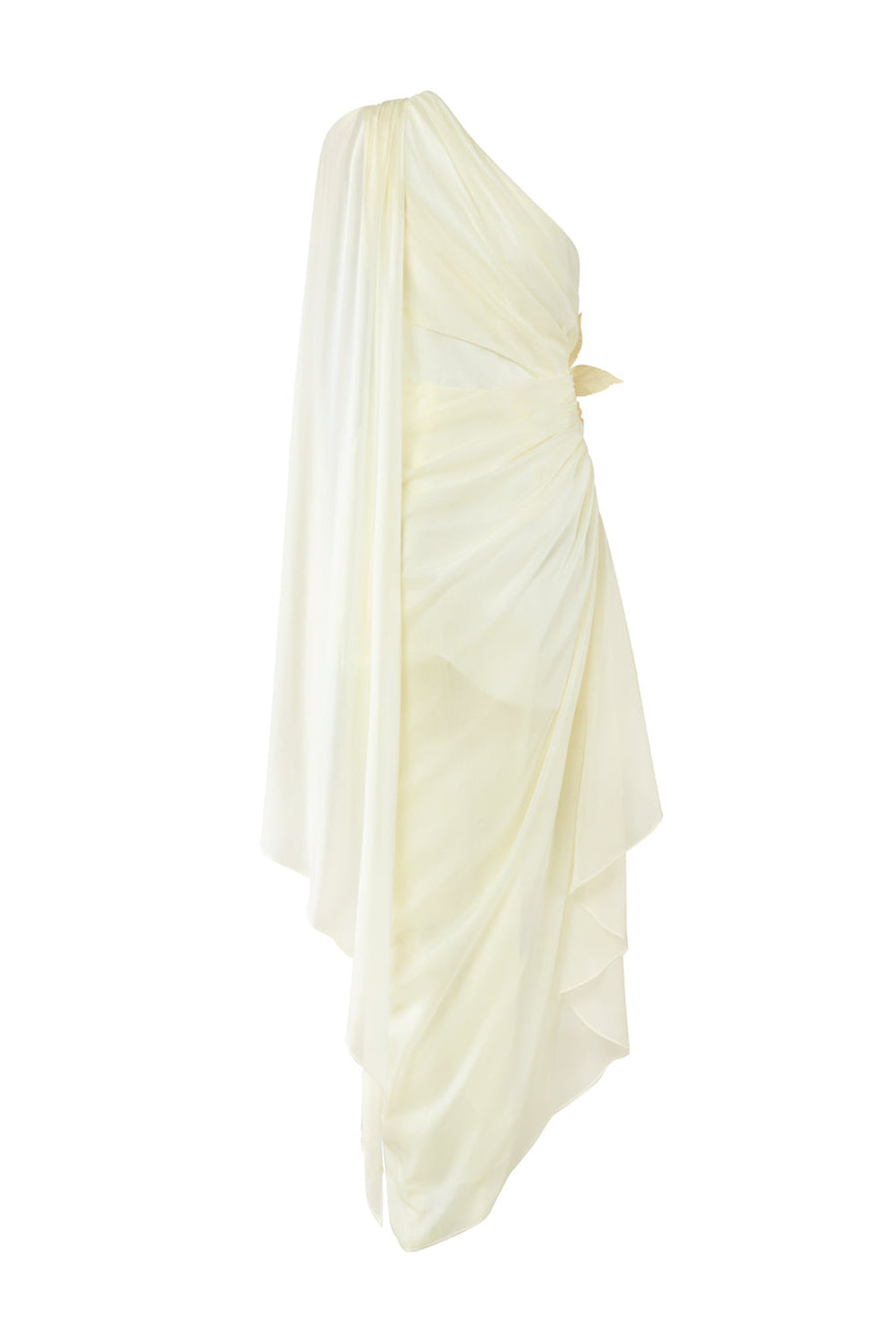Selithe Sheath One Shoulder Silk Organza Midi Dress 14