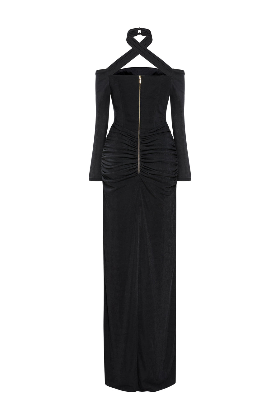Maelis Sheath Crossover Neck Spandex Maxi Dress 4
