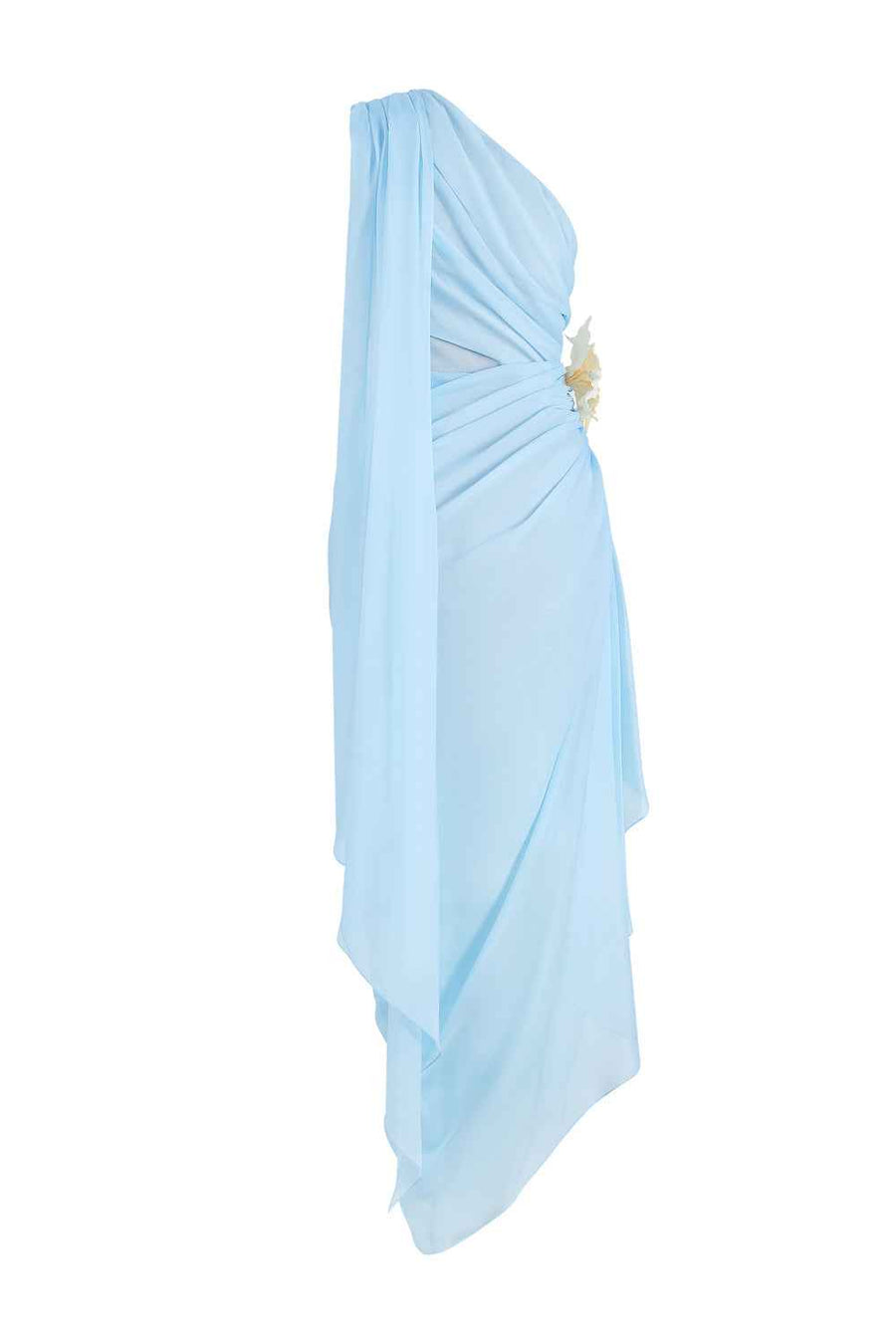 Selithe Sheath One Shoulder Silk Organza Midi Dress