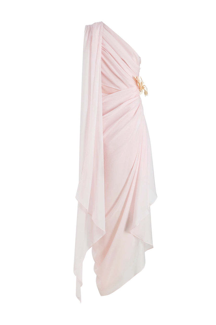 Selithe Sheath One Shoulder Silk Organza Midi Dress 12