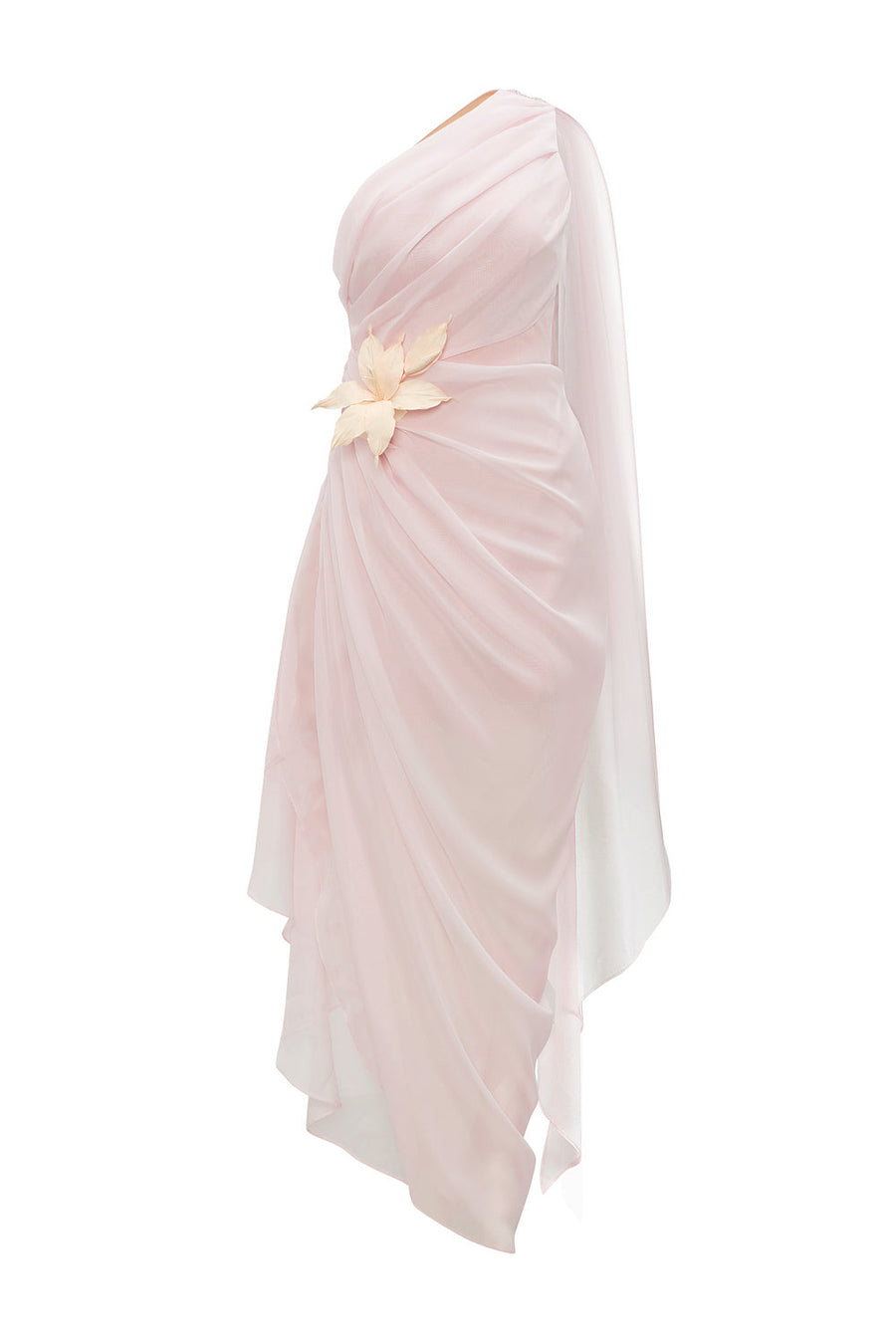 Selithe Sheath One Shoulder Silk Organza Midi Dress 7