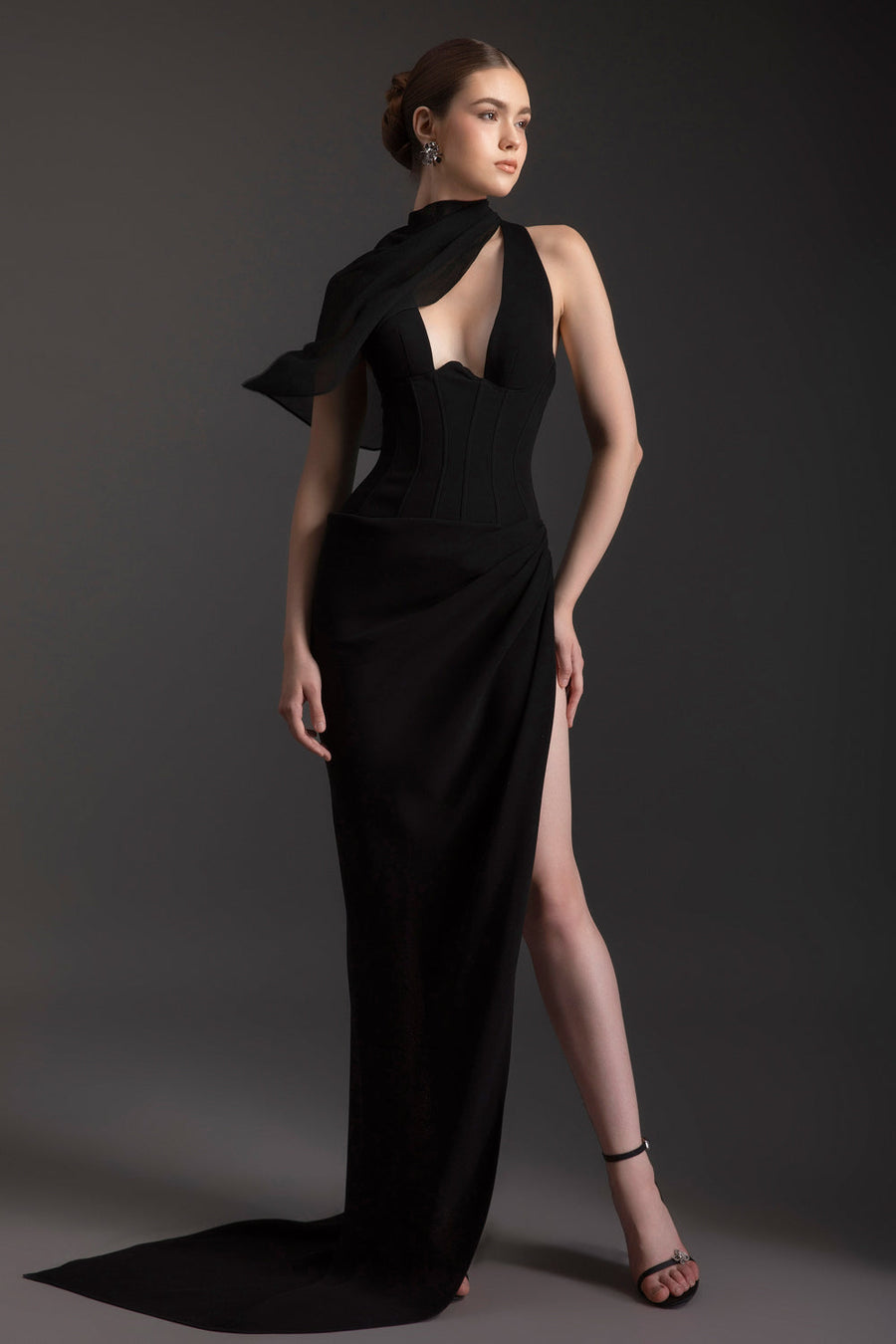 Allure Scarf Crepe Maxi Dress 4