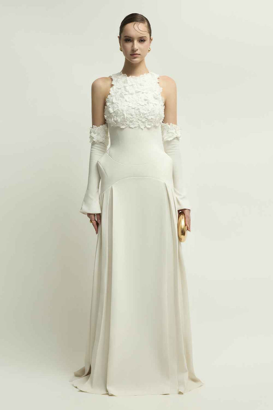 Amelie Cold Shoulder Sleeve Applique Maxi Dress