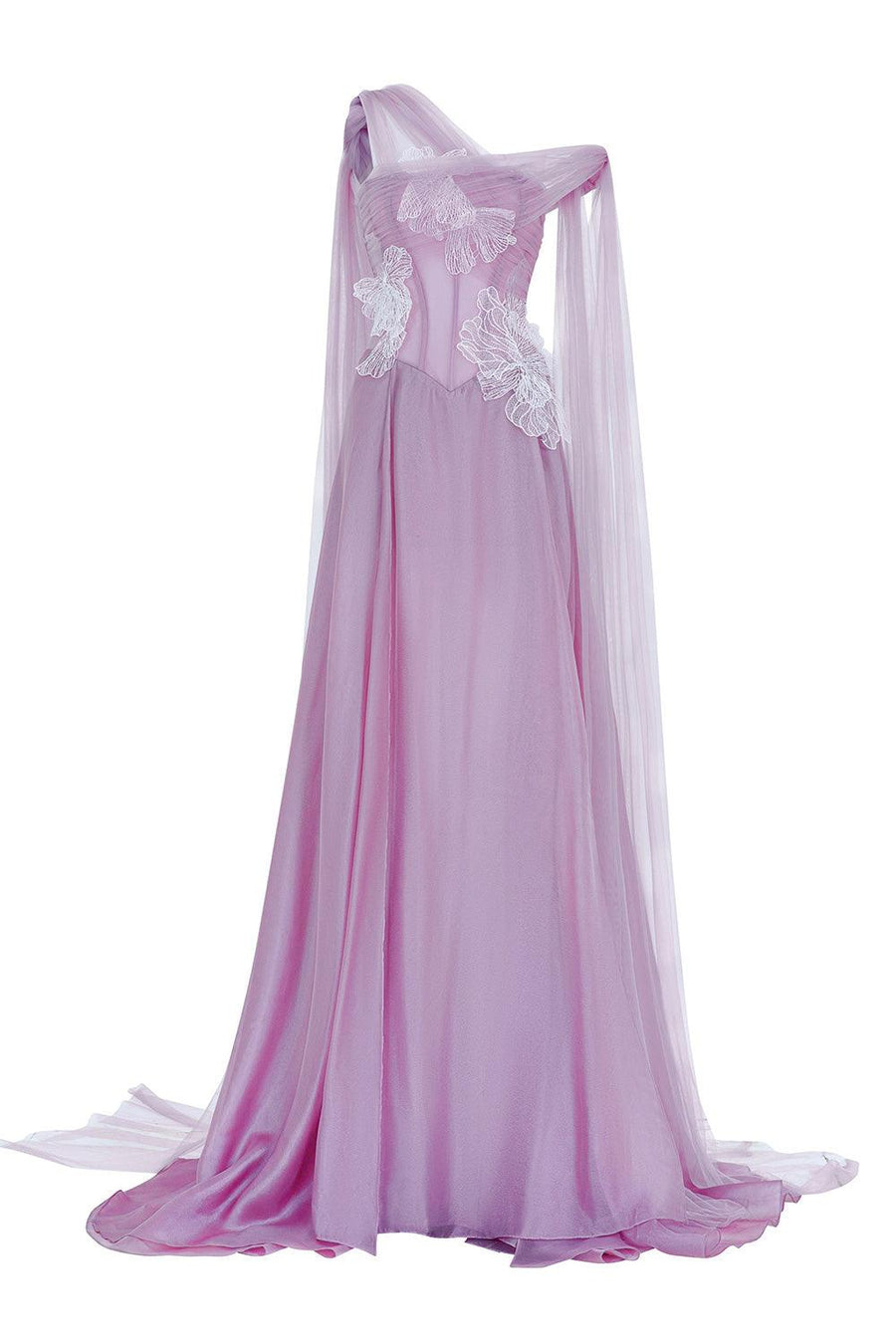 Amethyst Slit Extended Flap Chiffon Floor Length Dress Gown Dress LINH PHUNG