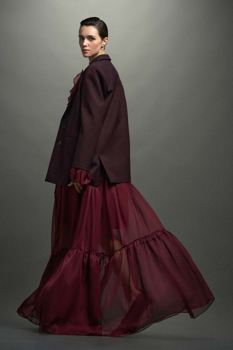 Cecelia Blouson Sheer Chiffon Maxi Dress 8
