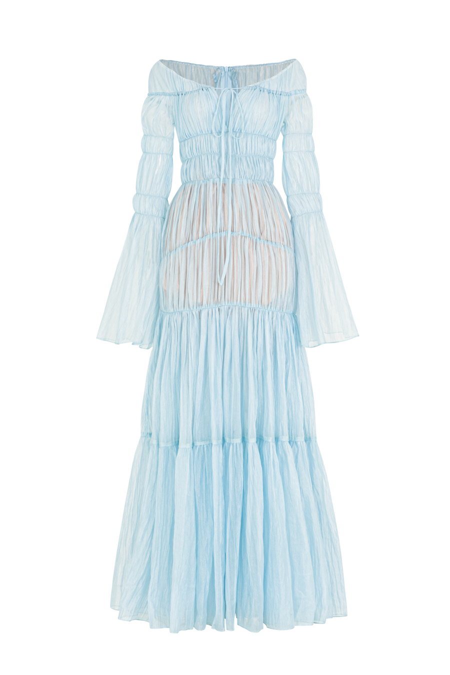 Aquarelle Poet Sleeve Gathering Maxi Dress 1