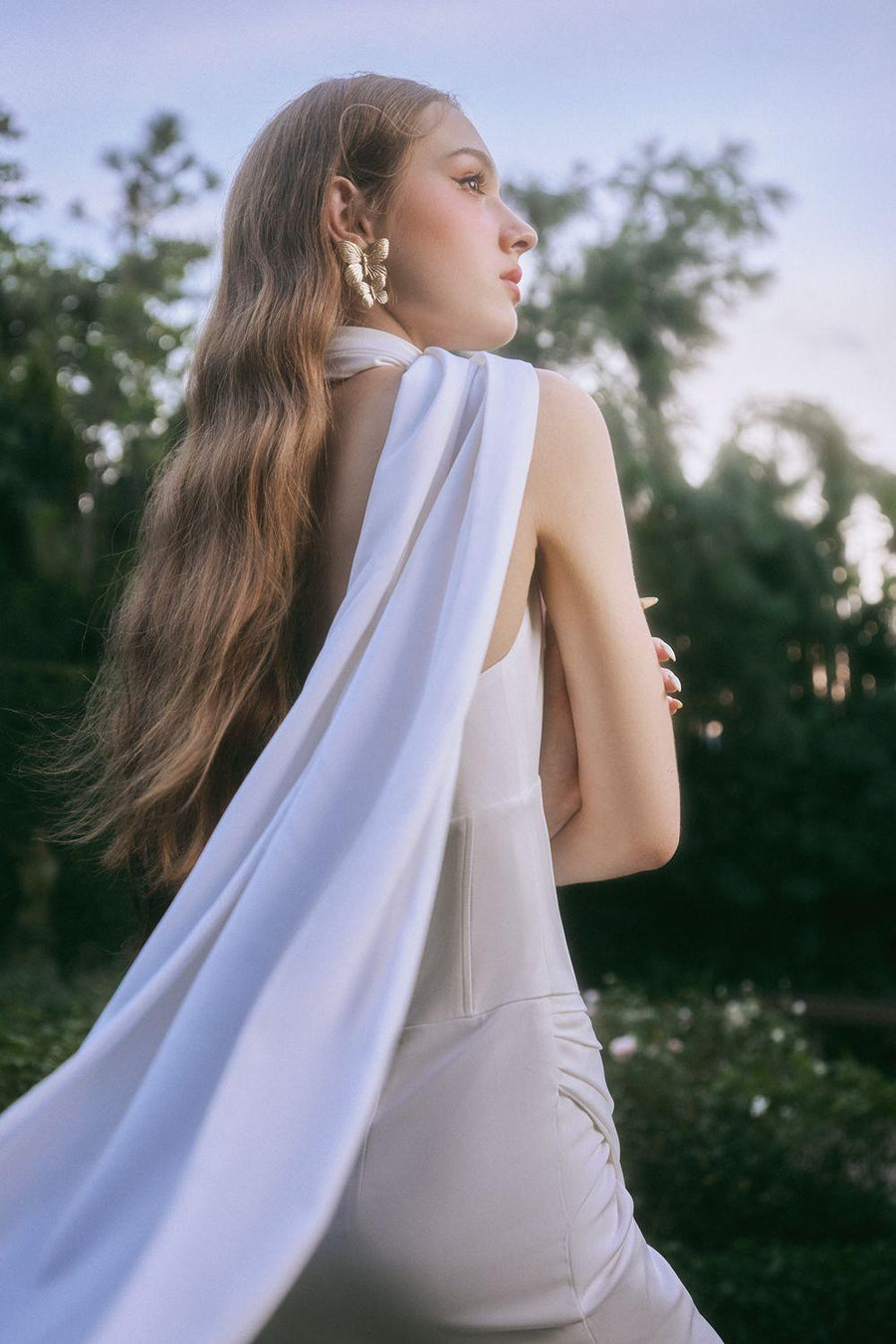 Ariane Slit Corset Waist Silk Floor Length Dress Maxi Dress LINH PHUNG