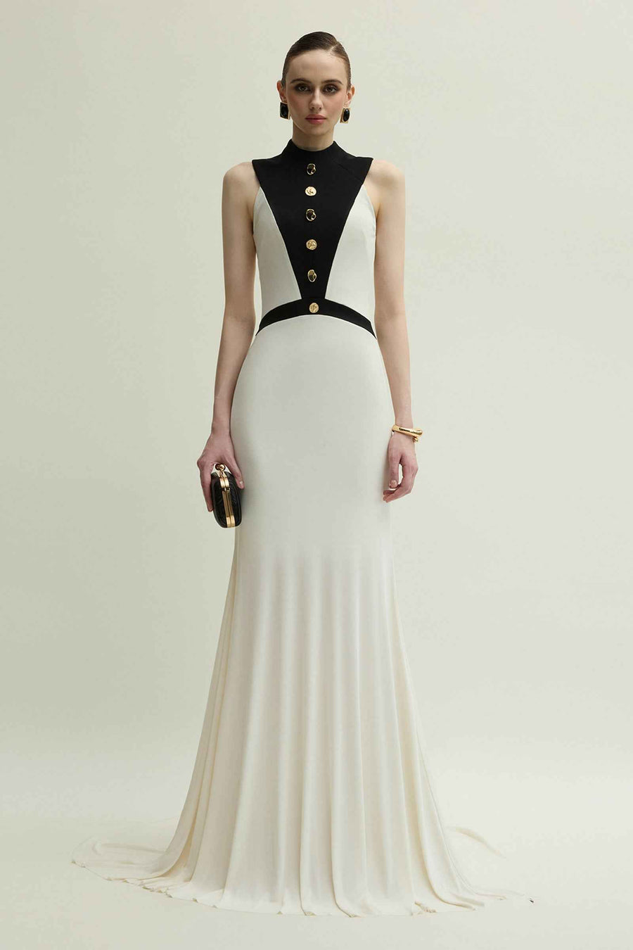 Aster High Neck Button Maxi Dress