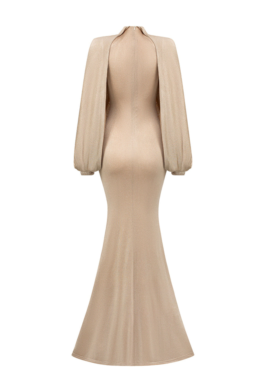 Leona Mermaid Asymmetric Sleeved Jersey Floor Length Dress 8