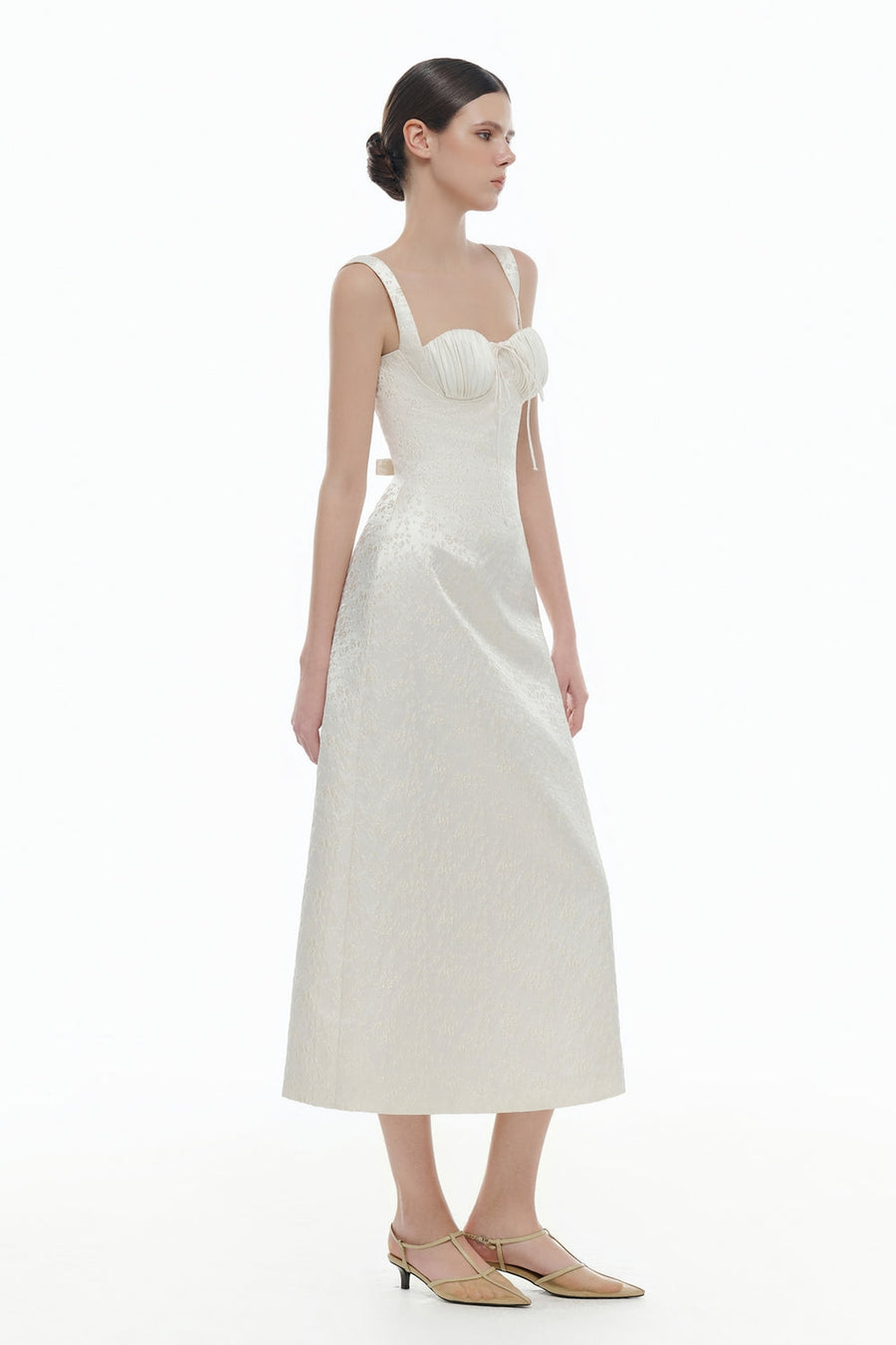 Aurea Sweetheart Draped Midi Dress 6