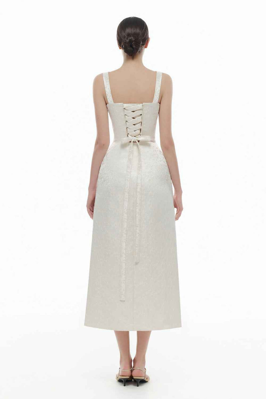 Aurea Sweetheart Draped Midi Dress