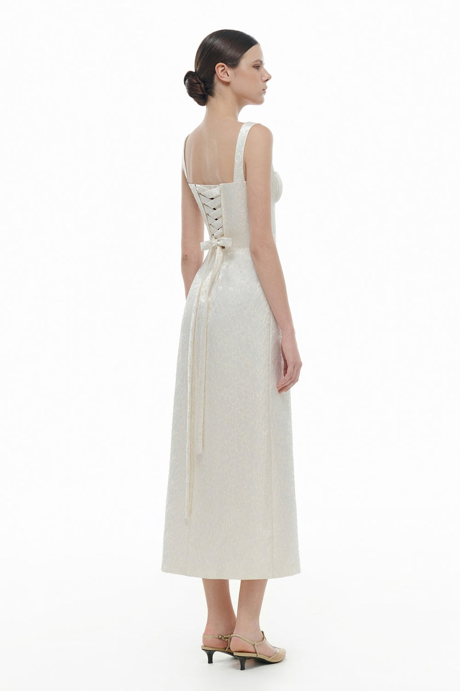 Aurea Sweetheart Draped Midi Dress 5