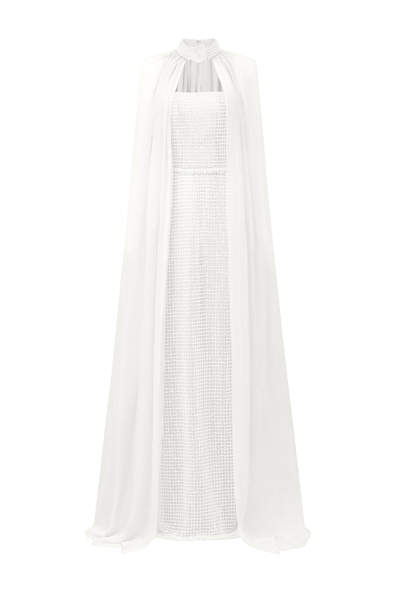 Avianna Cape Sleeves Bead Maxi Dress 14
