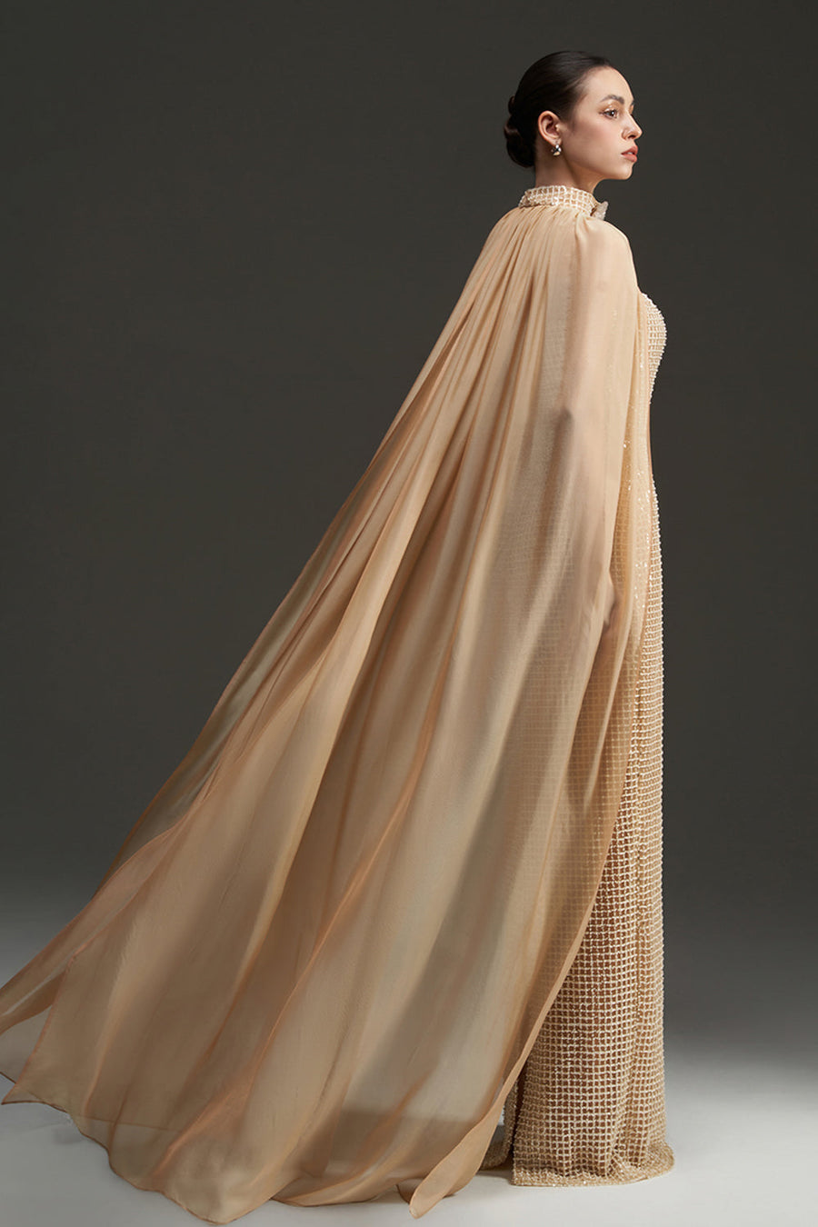 Avianna Cape Sleeves Bead Maxi Dress 12