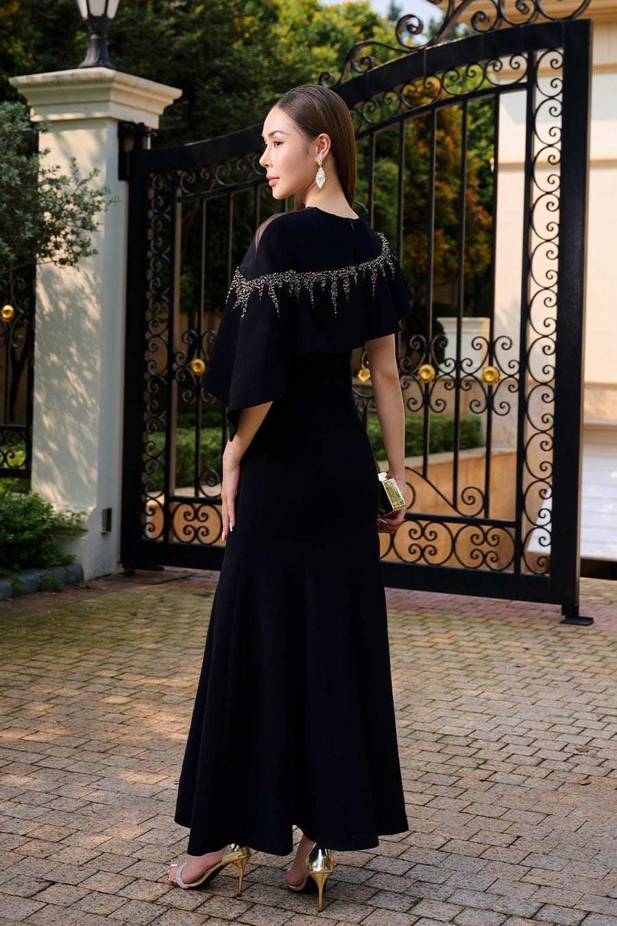Lyra A-line Asymmetric Twill Ankle Length Dress Maxi Dress CHANCOS