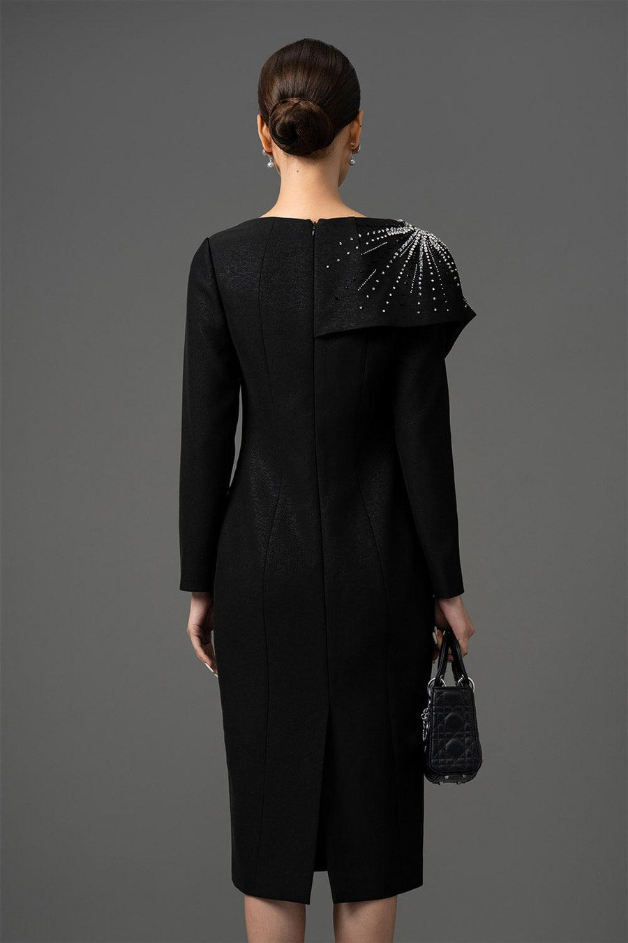 Keisha Sheath Long Sleeved Gabardine Midi Dress Midi Dress CHANCOS