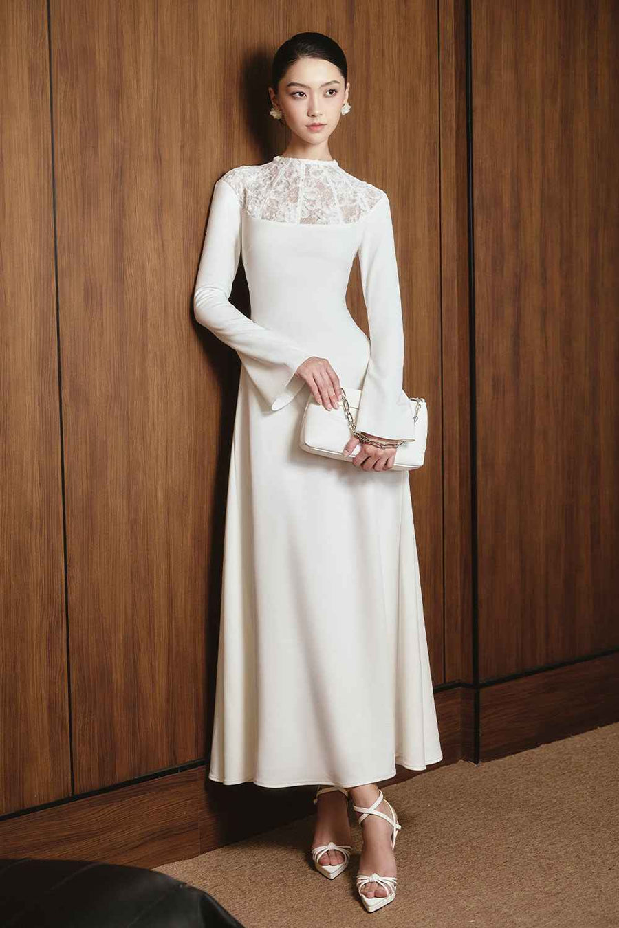 Eleanore A-line Round Neck Cotton Spandex Ankle Length Dress Maxi Dress Larmes