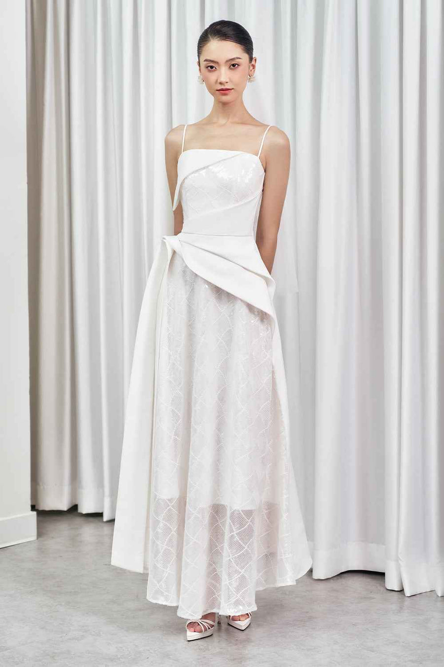 Juliet Fit and Flare Sheer Taffeta Cotton Maxi Dress Maxi Dress Larmes