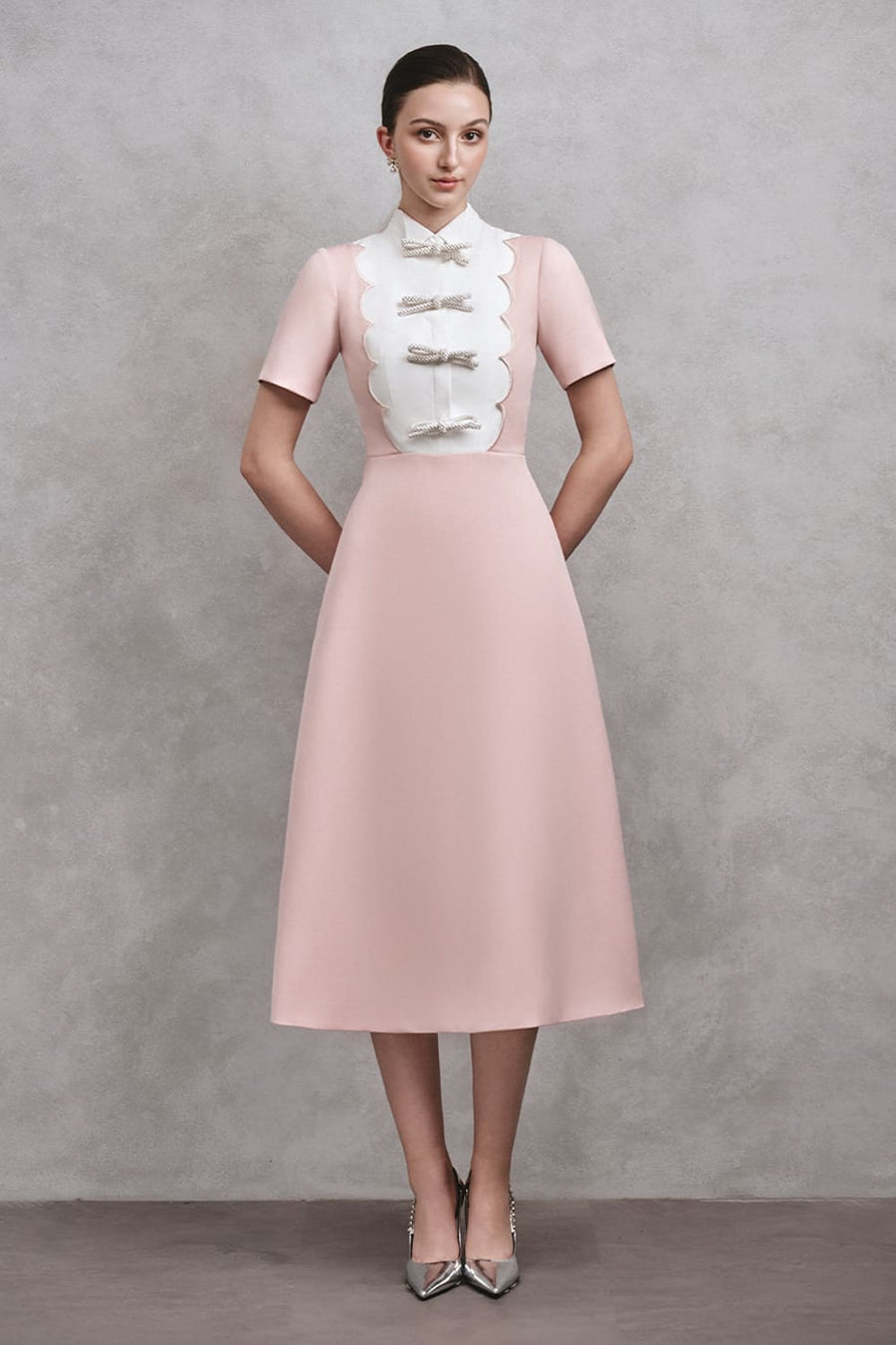 Demi A-line Collared Neck Cotton Midi Dress Midi Dress Armous