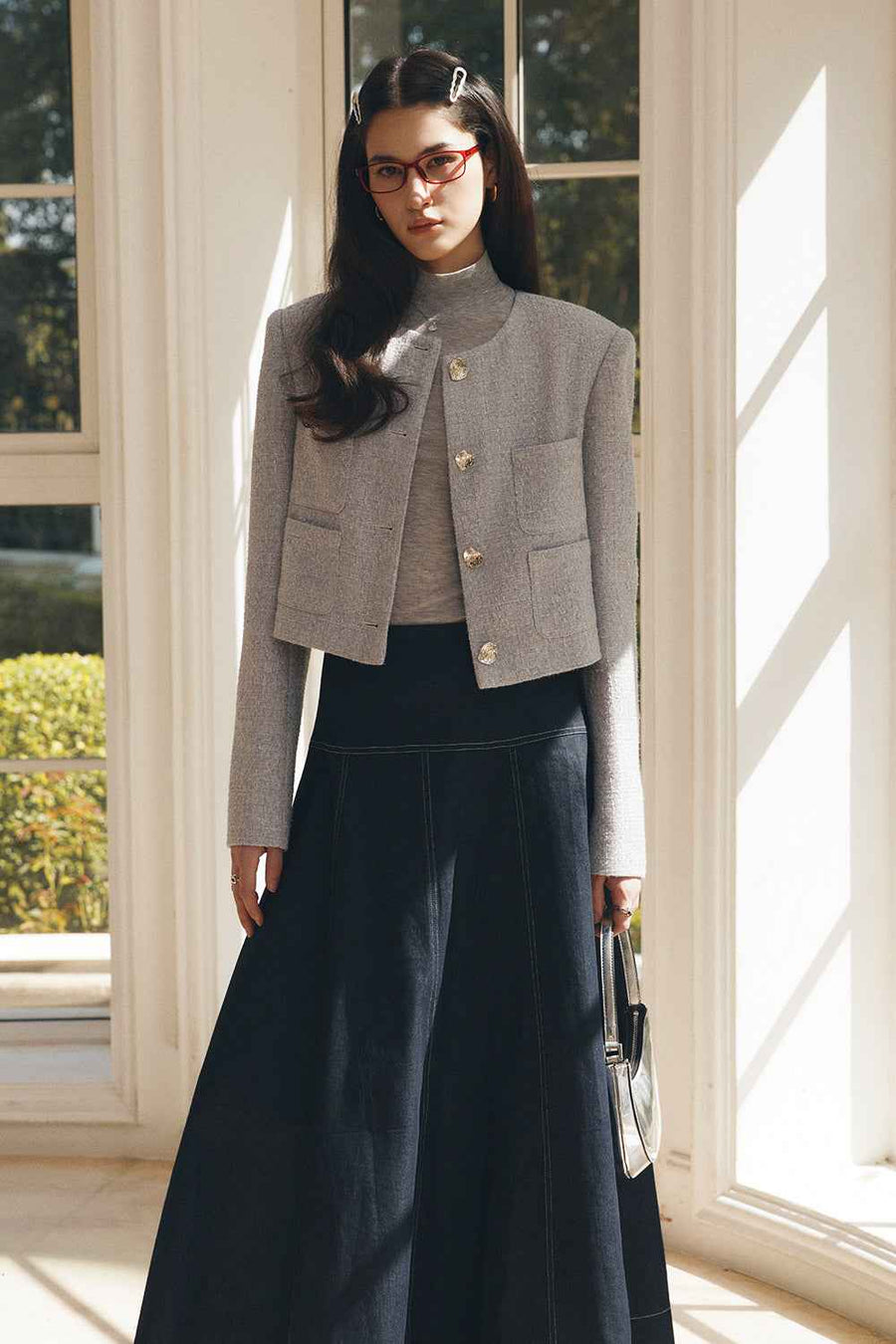 Bethany Round Neck Tweed Jacket