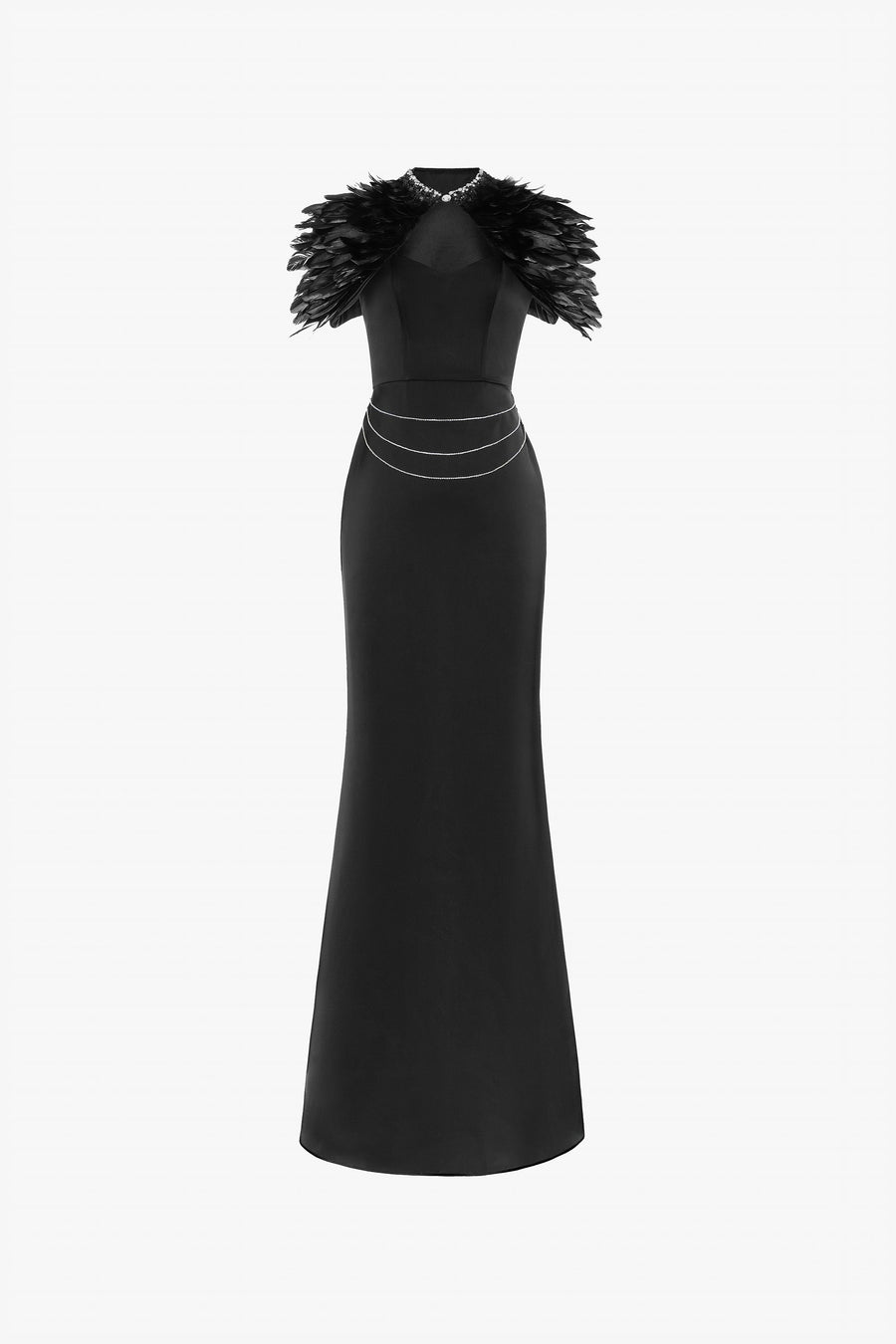 Glamorous Feather Trimmed Embellished Maxi Dress 1