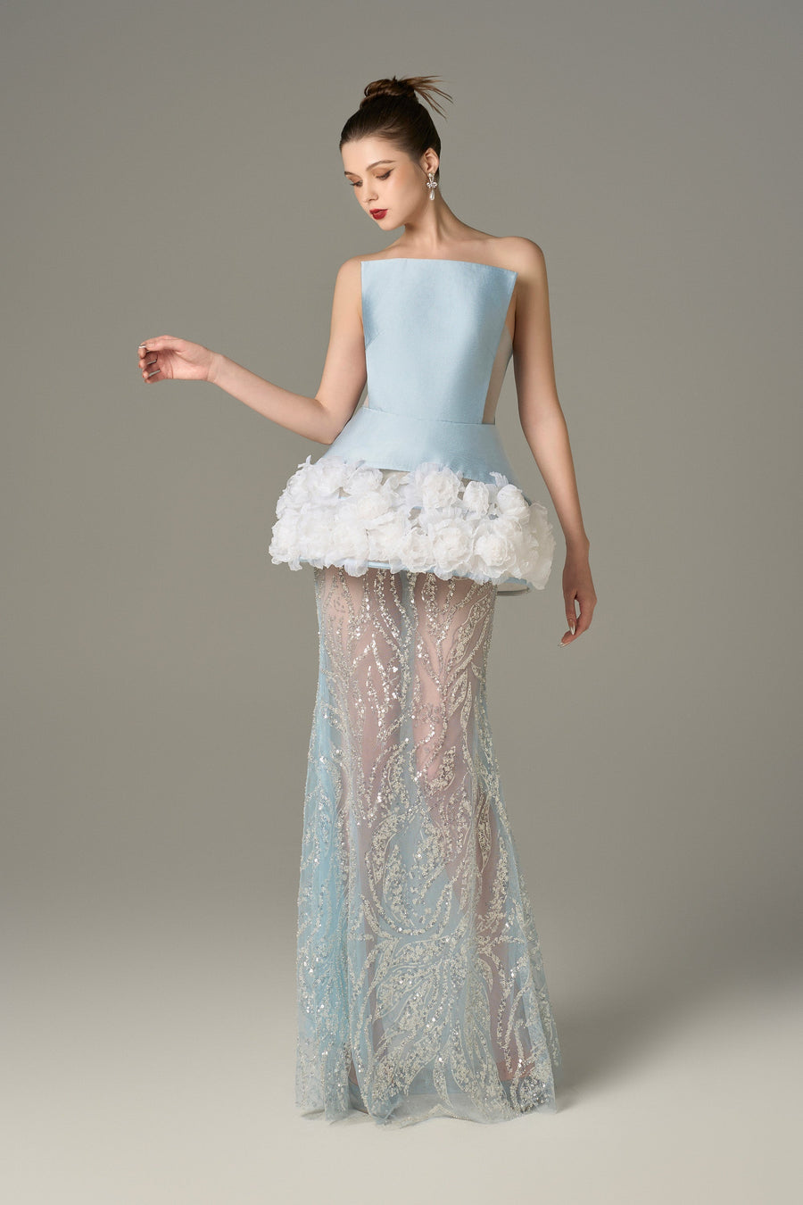 Enchanting Mesh and Floral Accents Gown 1