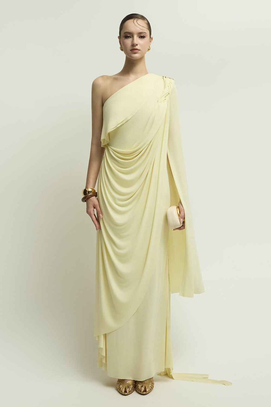 Bollington One Shoulder Draped Maxi Dress