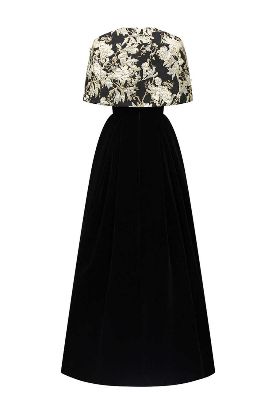 Averi Ball Gown Cape Shoulder Velvet Floor Length Set 10