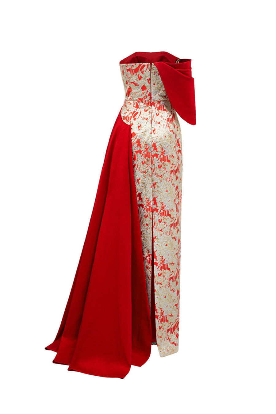 Ximena Strapless Asymmetric Jacquard Floor Length Dress 7