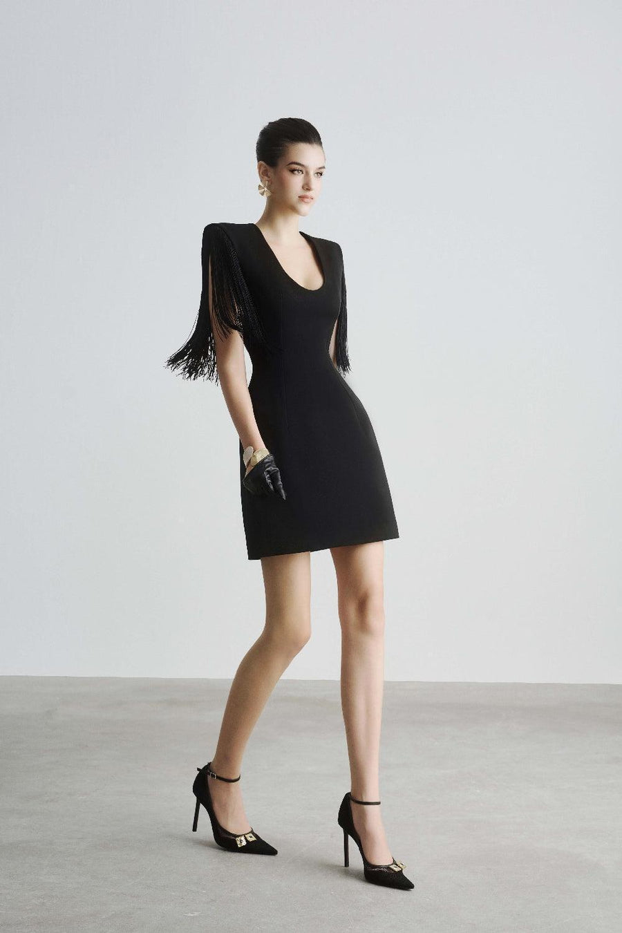 Presley Cape Scoop Neck Polyester Mini Dress Mini Dress Maison des Copains