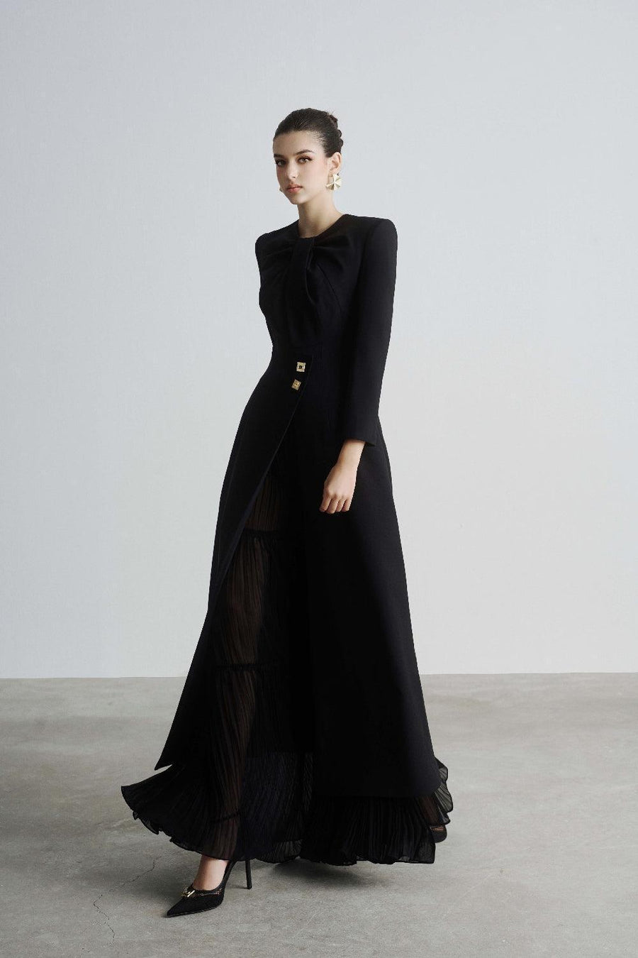 Helen Slit Square Shoulder Polyester Long Length Shirt Shirt Maison des Copains