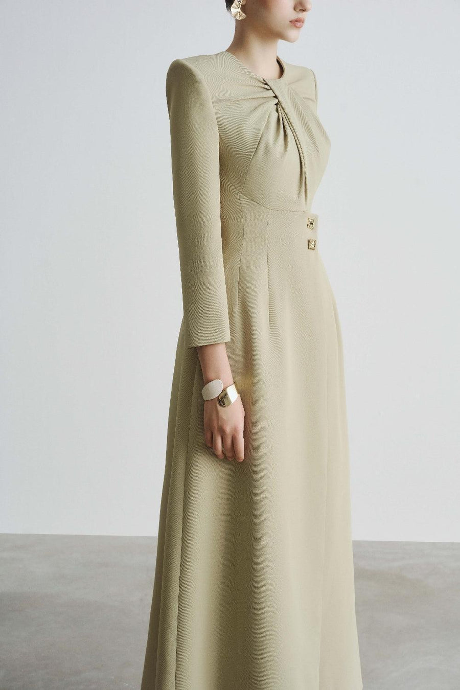 Helen Slit Square Shoulder Polyester Long Length Shirt Shirt Maison des Copains