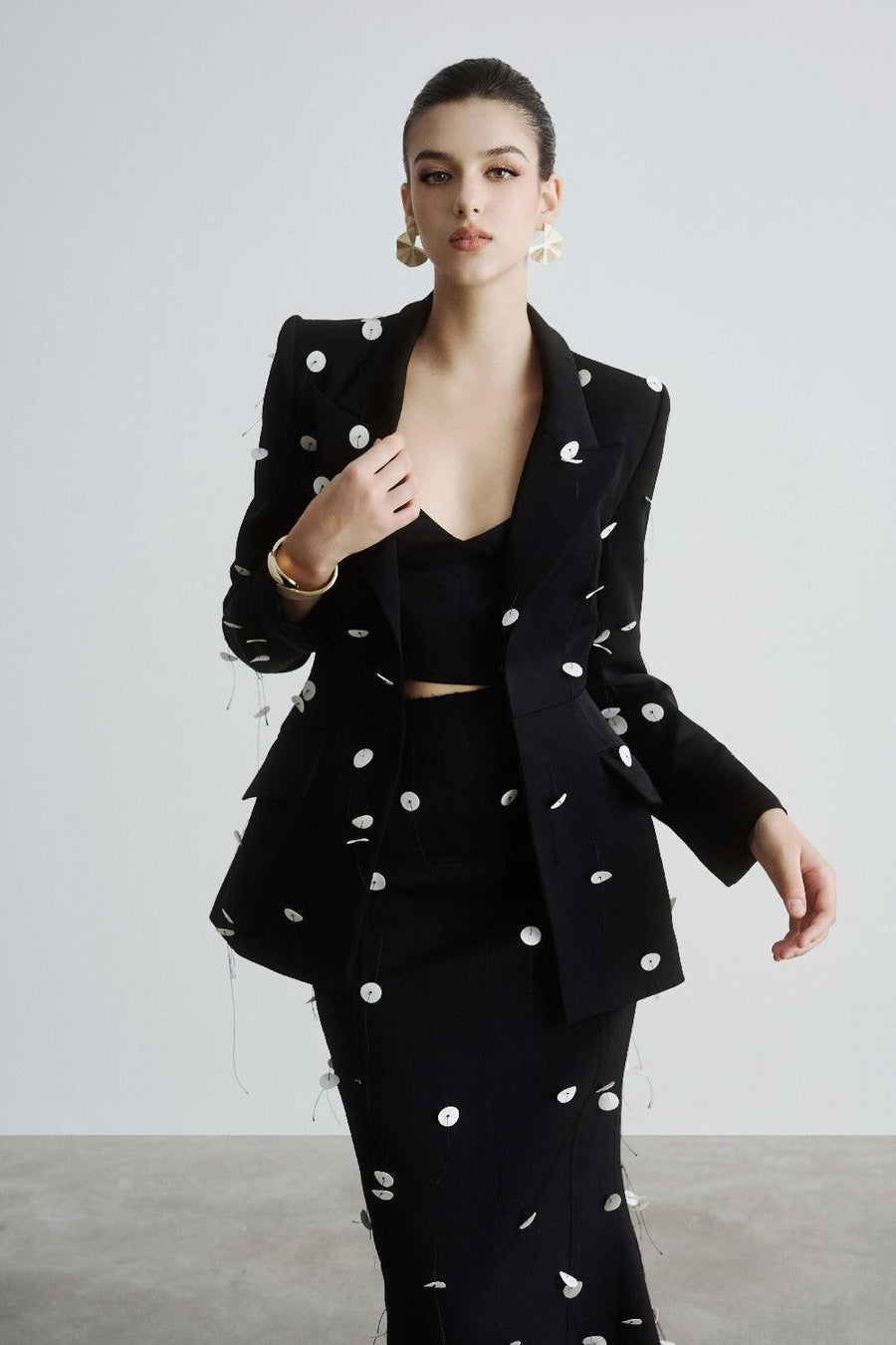 Malani Structured Square Shoulder Polyester Blazer Blazer Maison des Copains