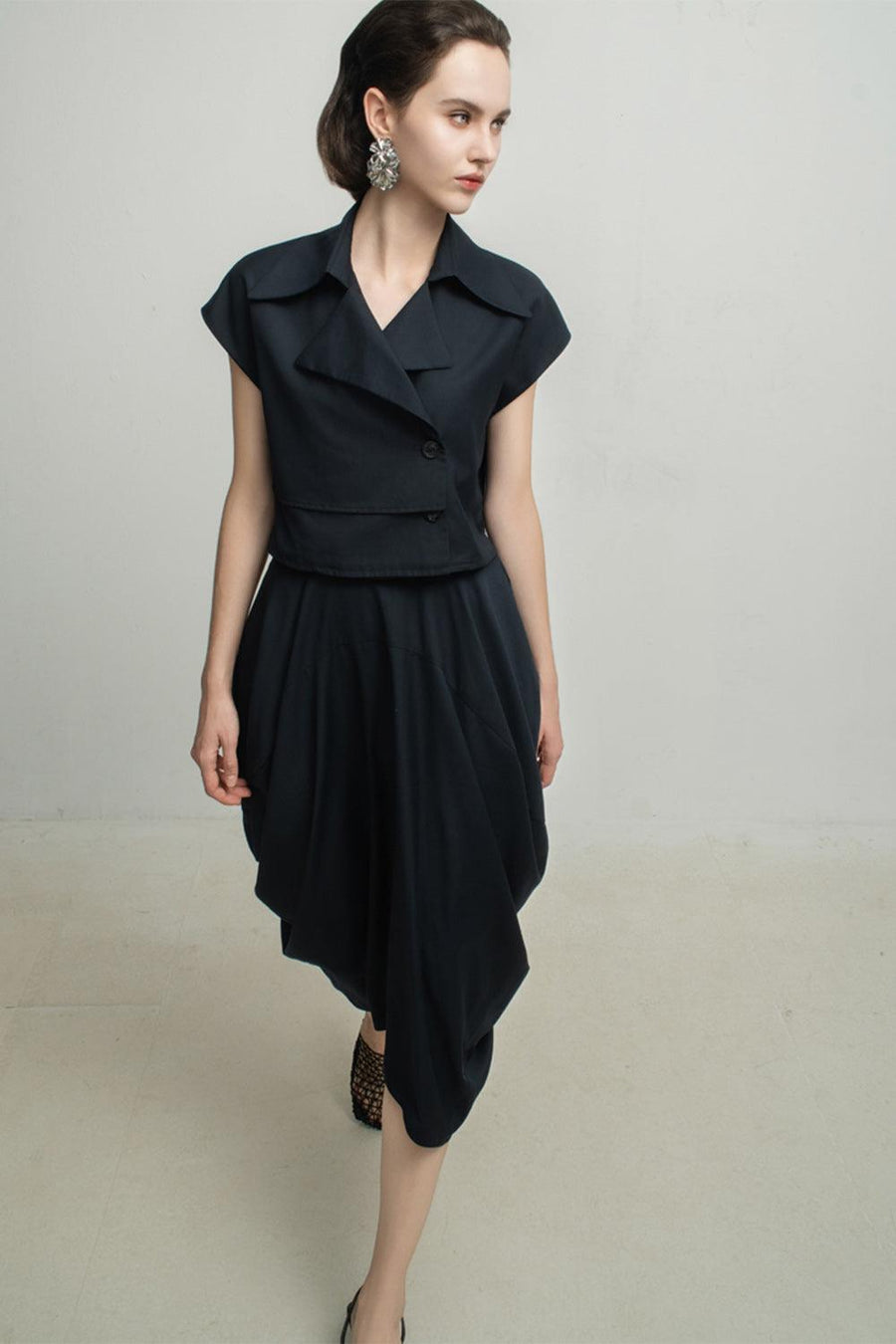 Paris Tulip Draped Poly Silk Calf Length Skirt 22