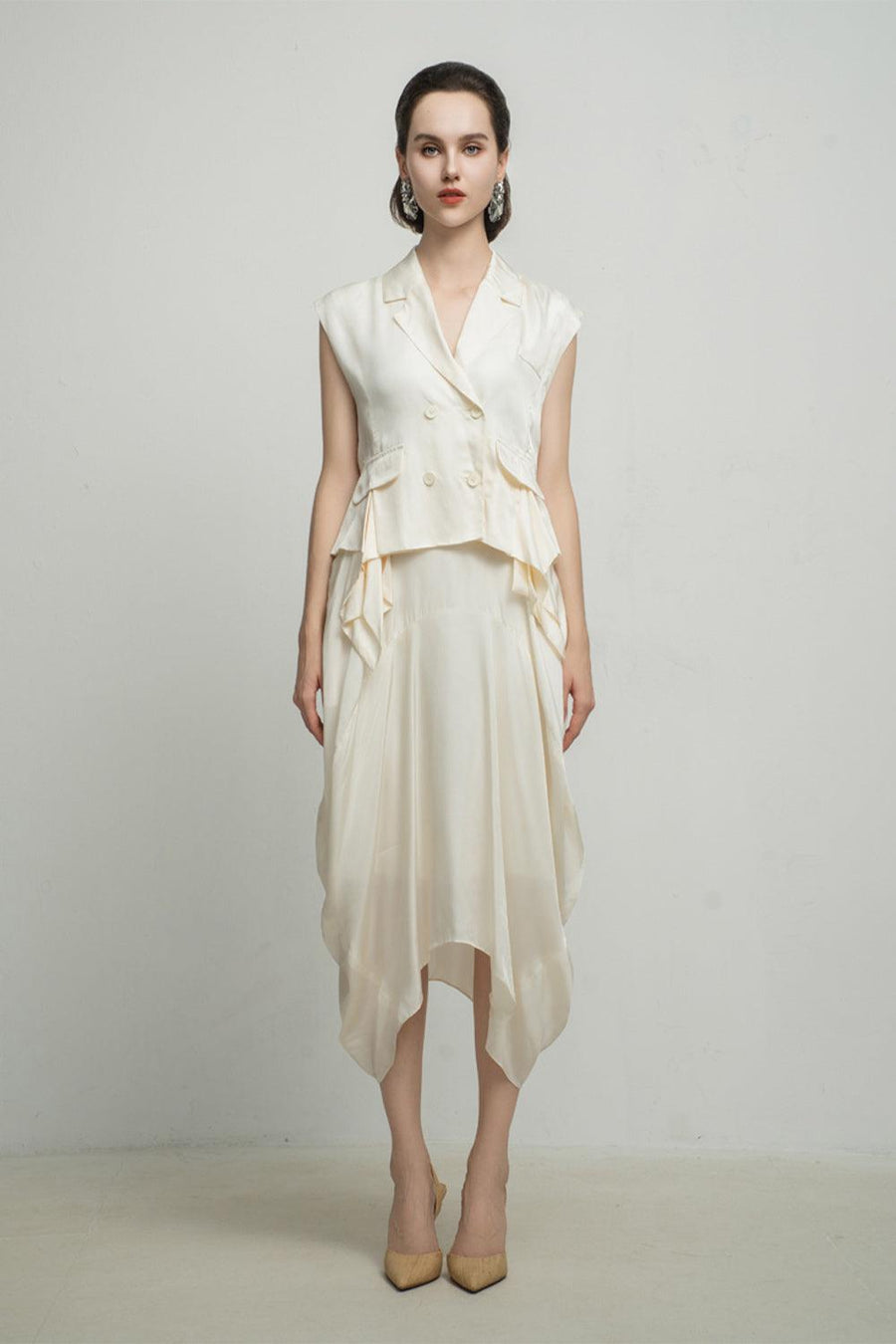 Paris Tulip Draped Poly Silk Calf Length Skirt 12