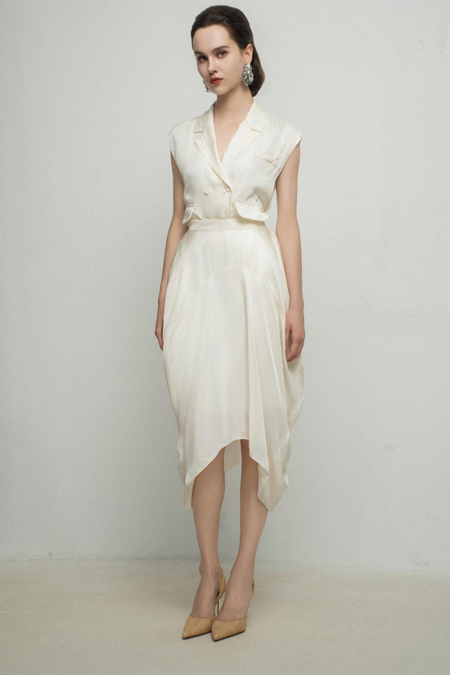 Paris Tulip Draped Poly Silk Calf Length Skirt 14