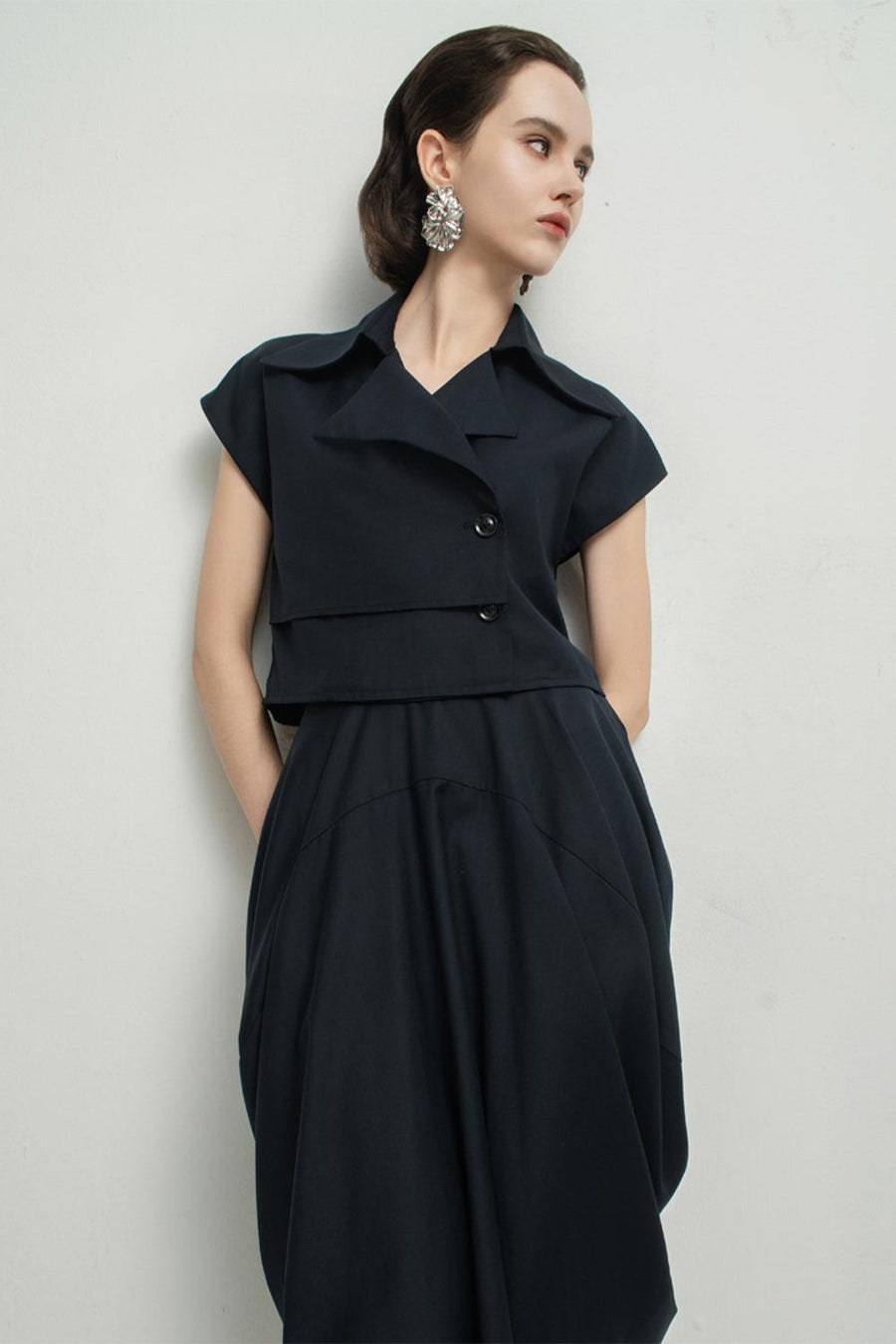 Paris Tulip Draped Poly Silk Calf Length Skirt 19