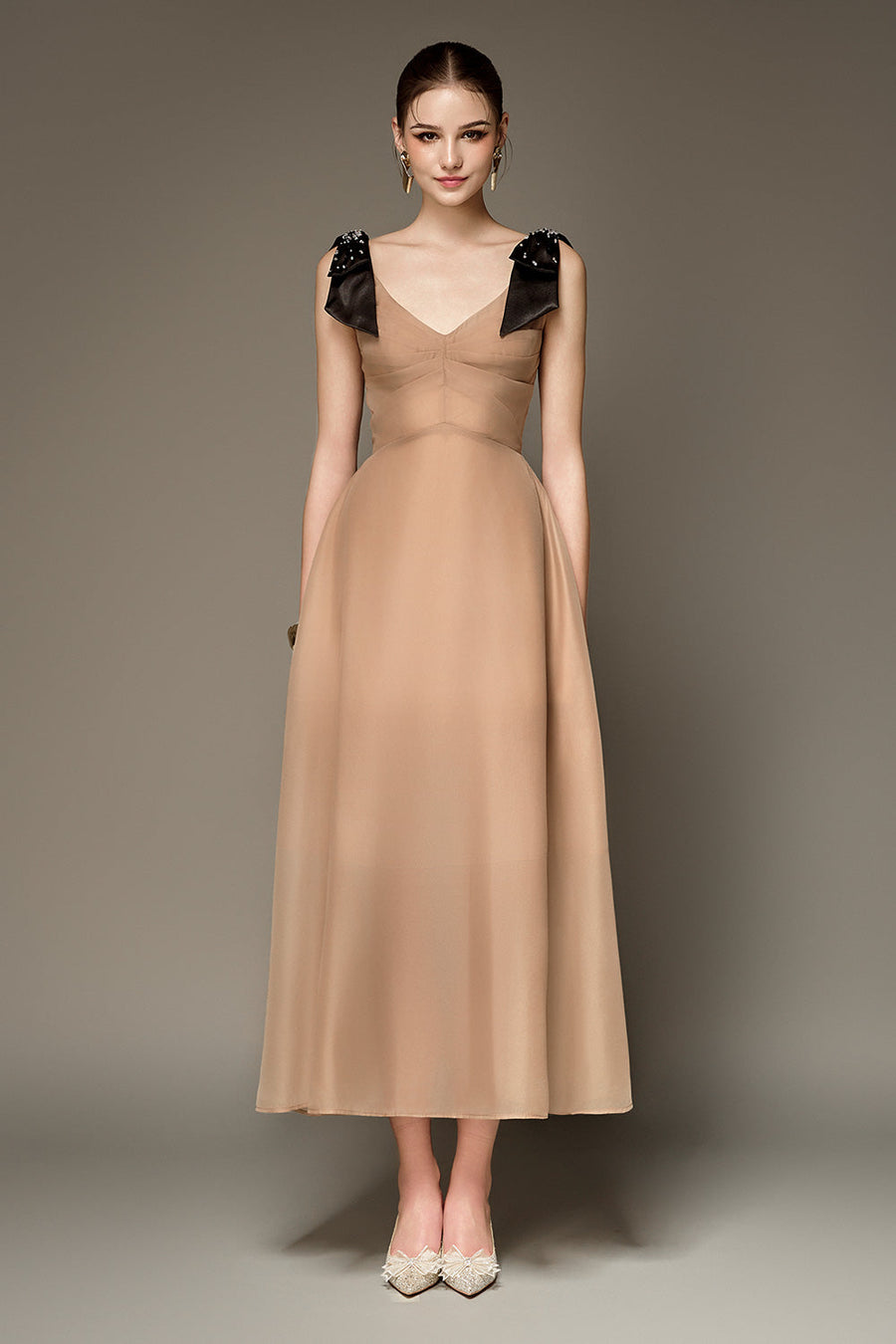 Claire A-line V-Neck Chiffon Midi Dress Midi Dress NHAT VY