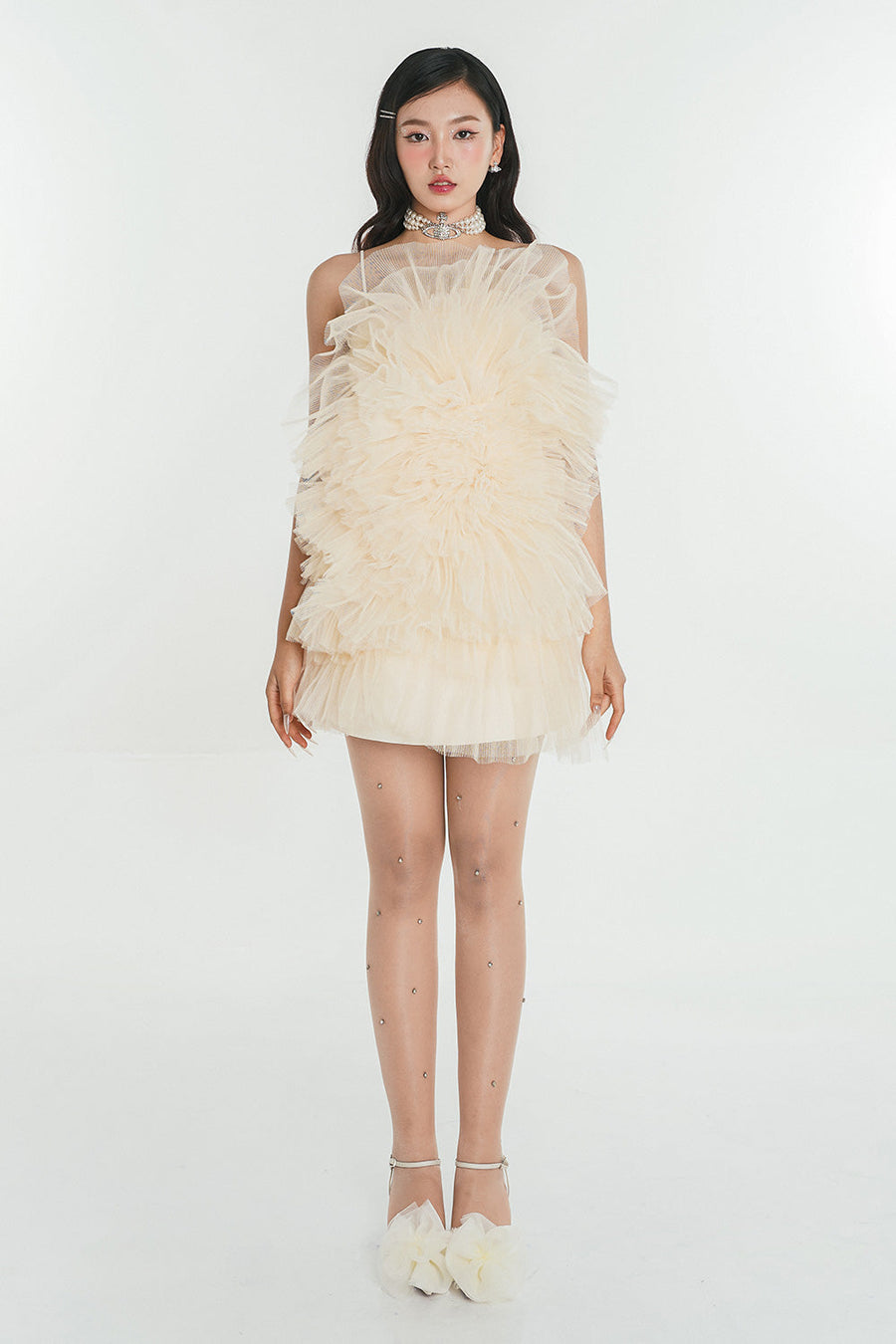 Rosie Straight Ruffle Layer Mesh Mini Dress 8