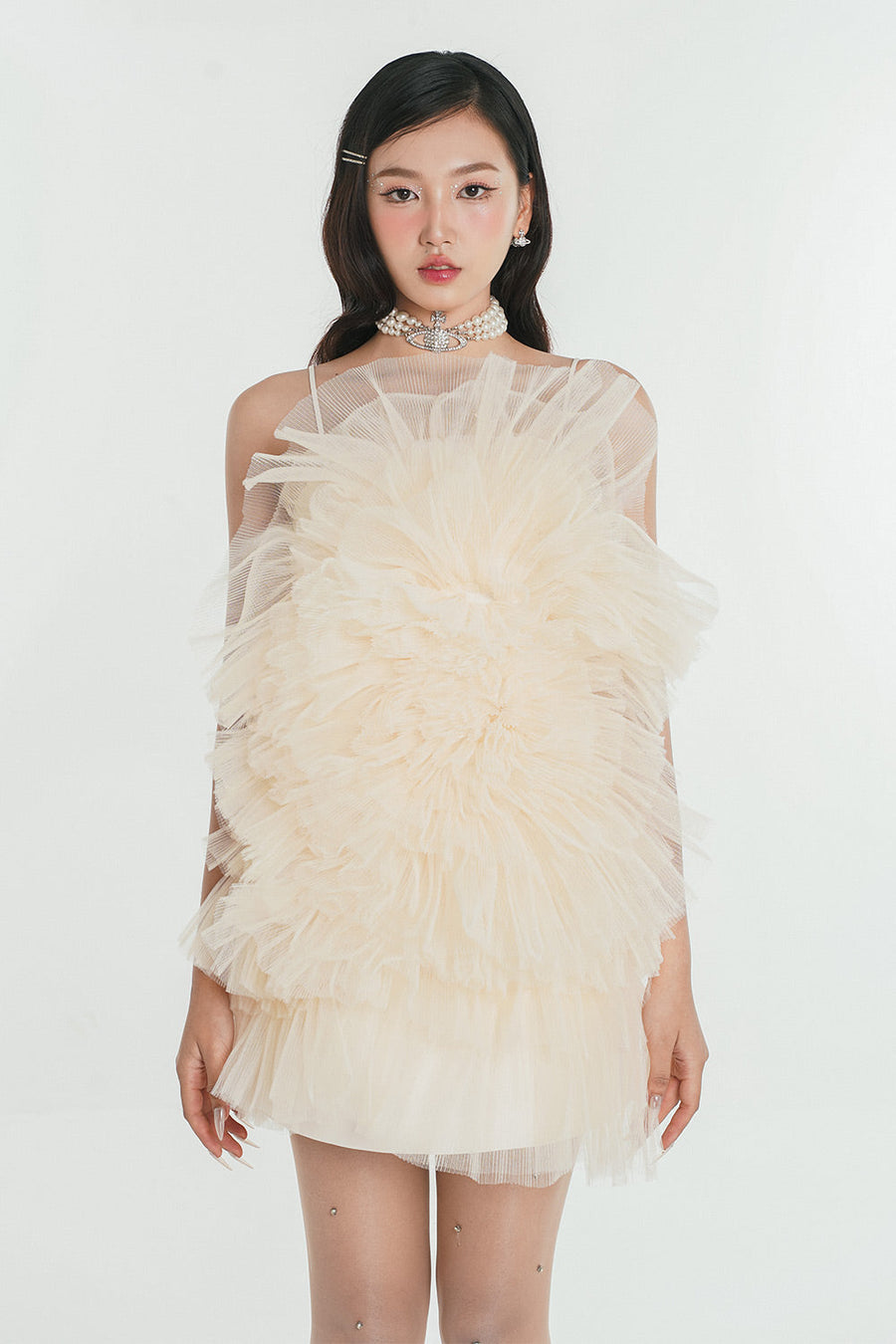 Rosie Straight Ruffle Layer Mesh Mini Dress 13