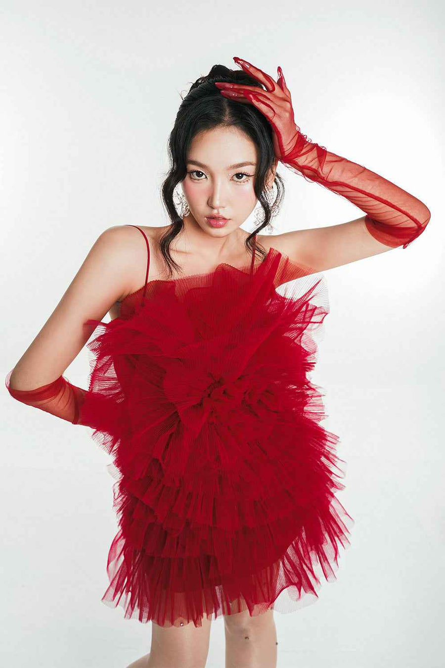 Rosie Straight Ruffle Layer Mesh Mini Dress
