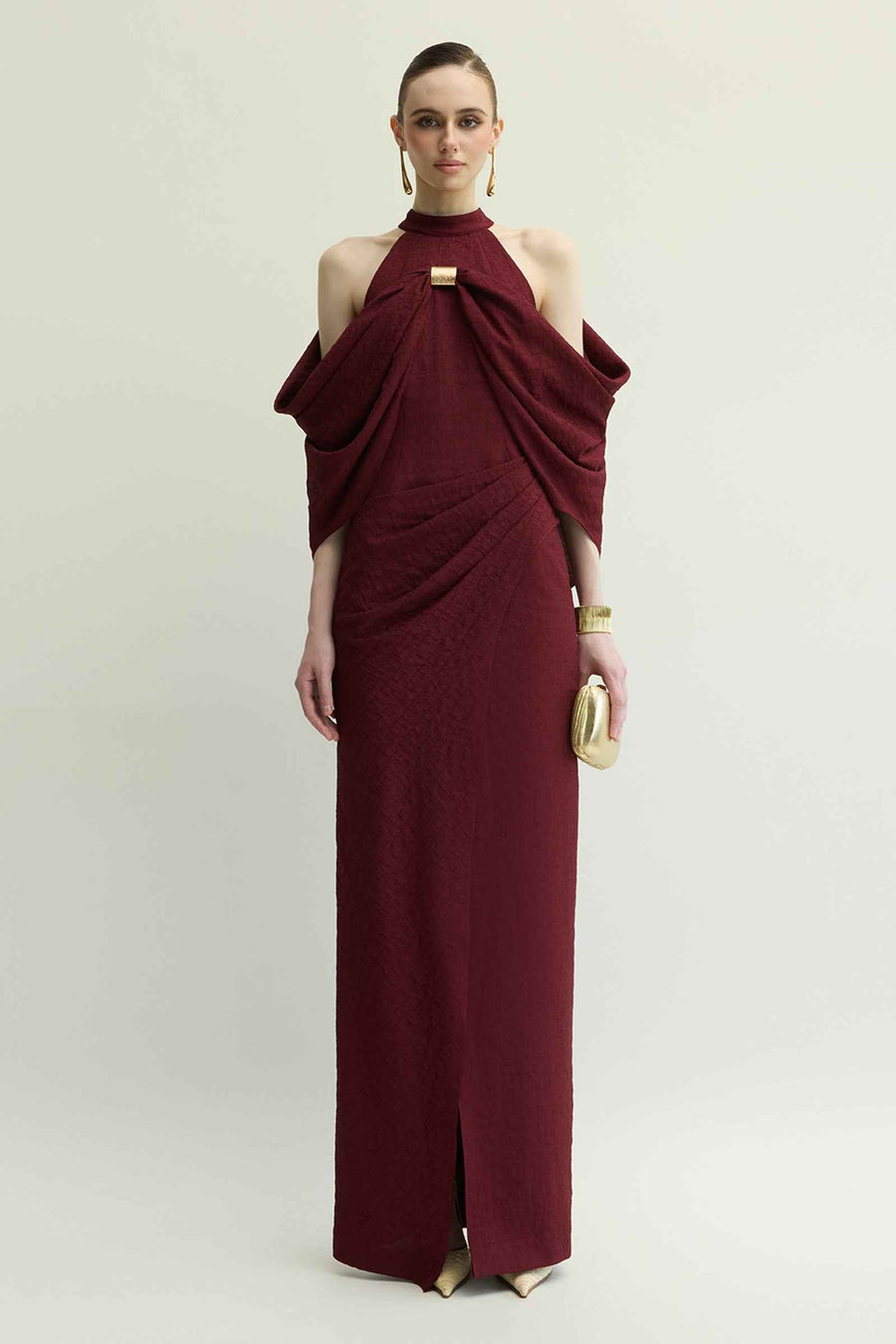 Carlyle I Halter Draped Maxi Dress