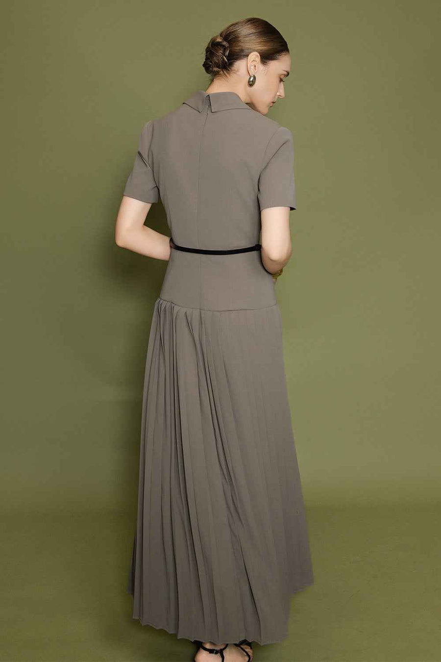 Celeste Collared Pleated Maxi Dress