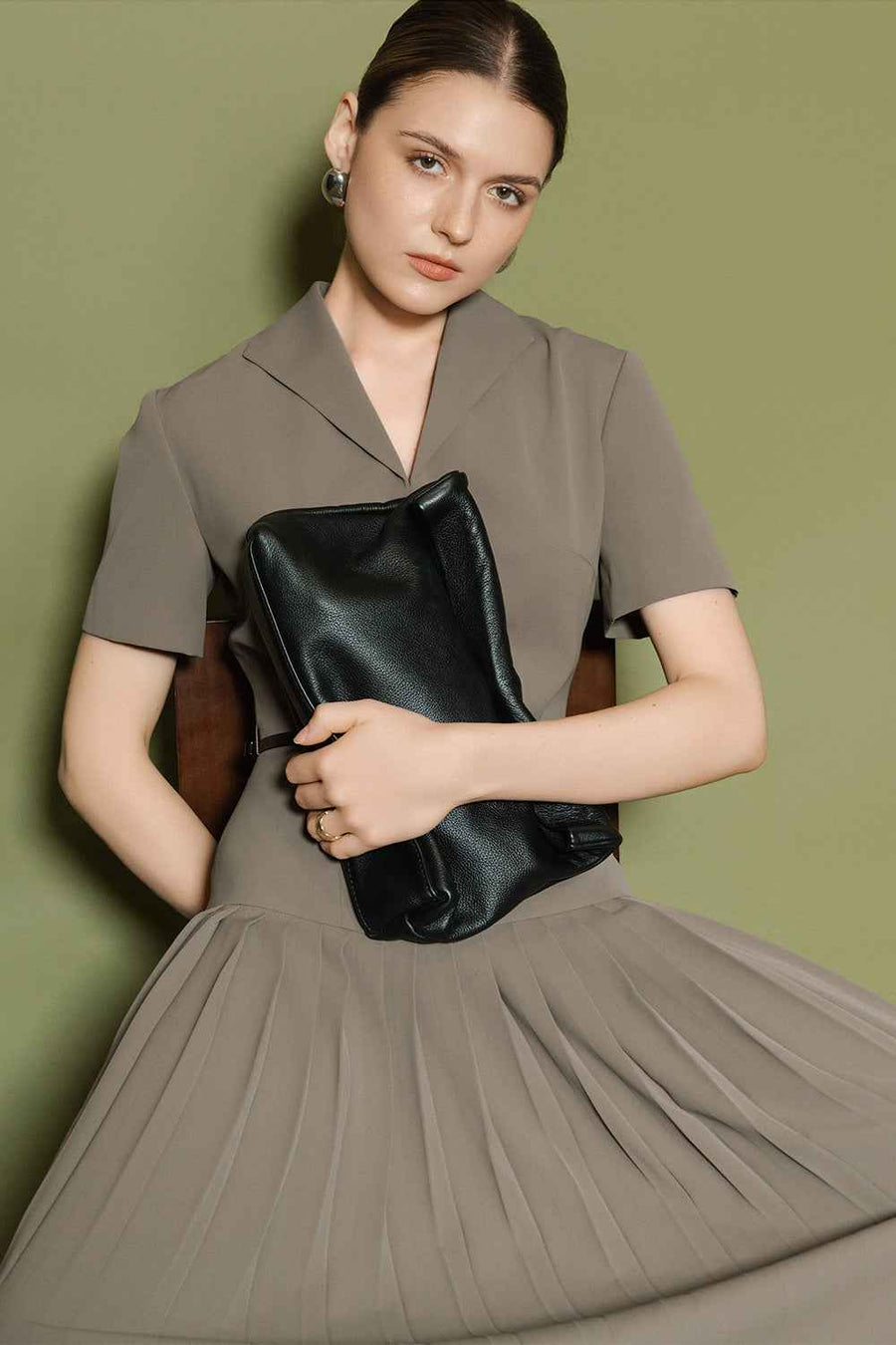 Celeste Collared Pleated Maxi Dress