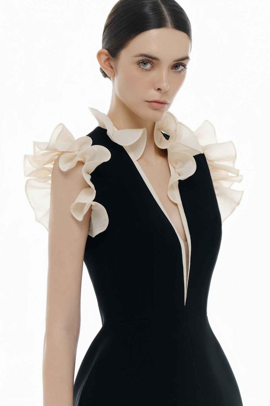 Celeste V-Neck Gathering Mini Dress