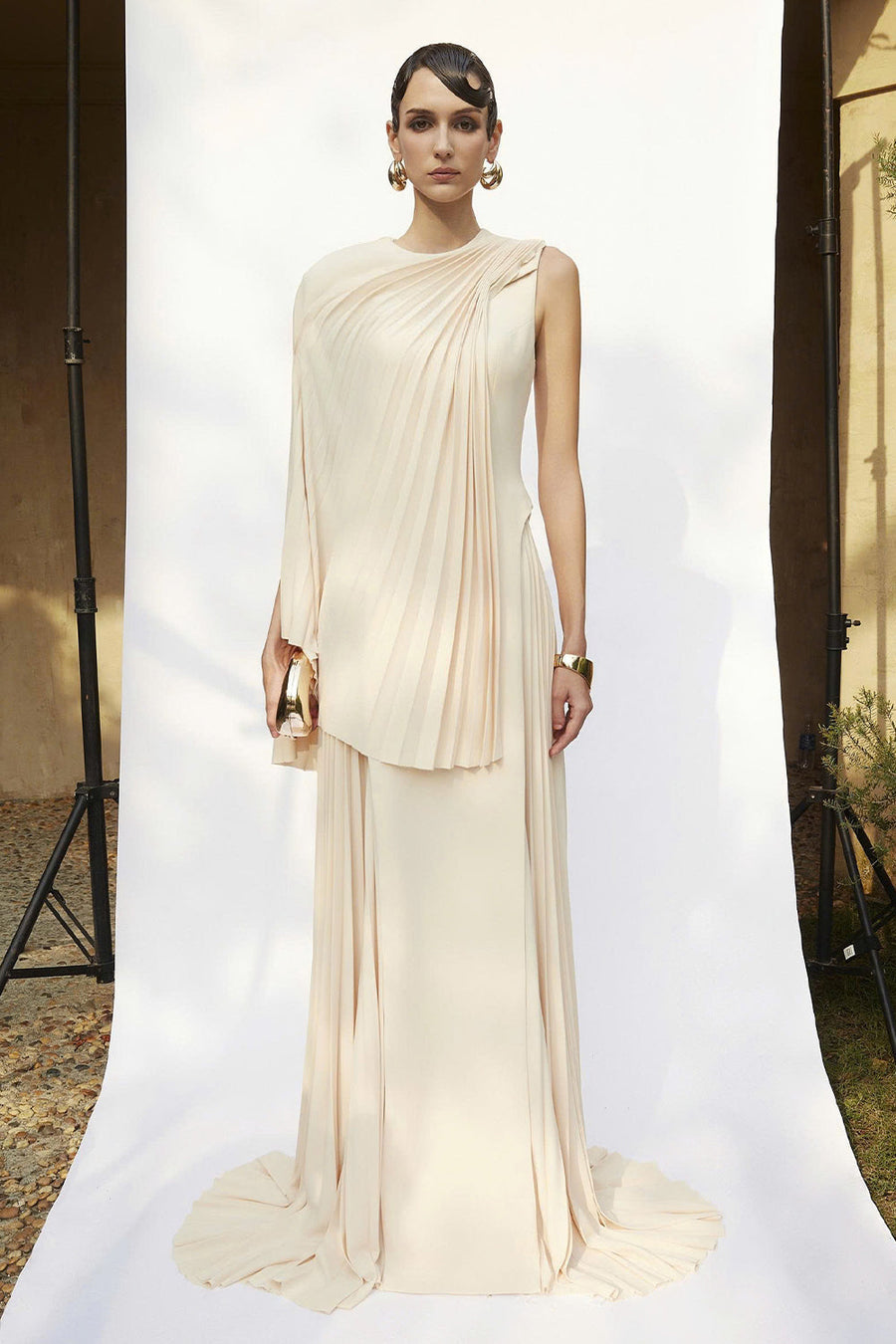 Clementine Sheath Pleated Maxi Dress 9