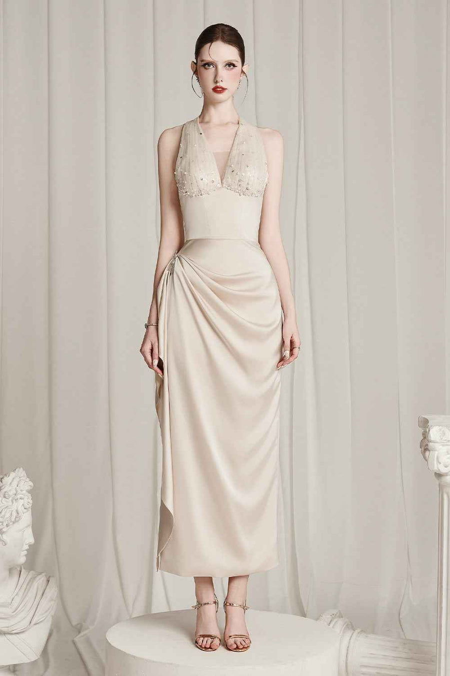 Clytia Draped Midi Dress